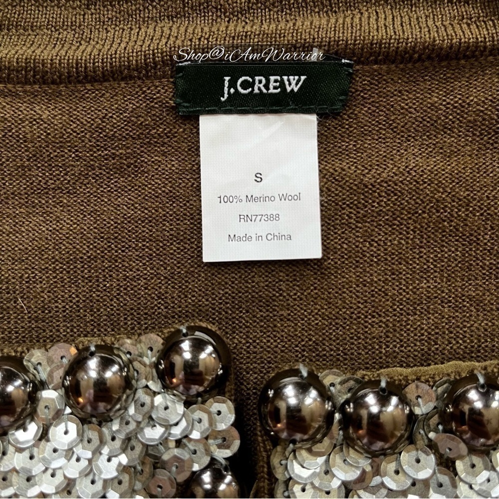 J.Crew Collection *rare* sequin bauble merino wool cardigan sweater - Picture 9 of 10
